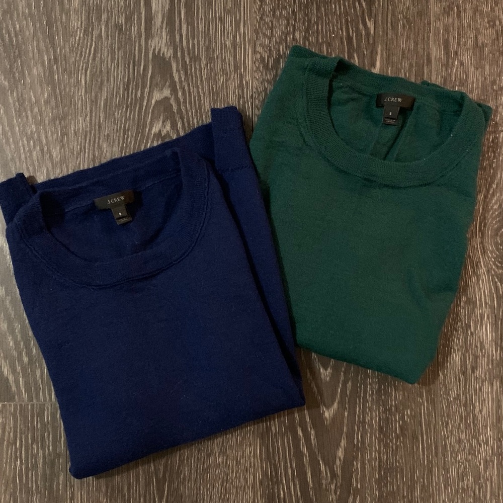 Two JCrew Tippi Sweaters (blue/green)
